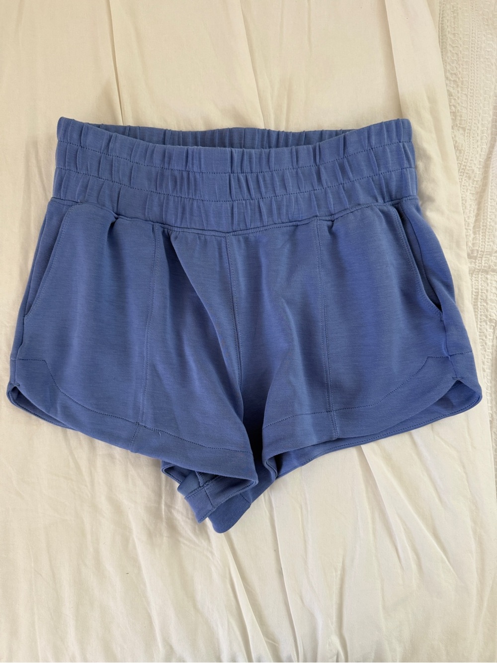 Yogalicious Cozy High-Waist Athletic Shorts - Periwinkle Blue